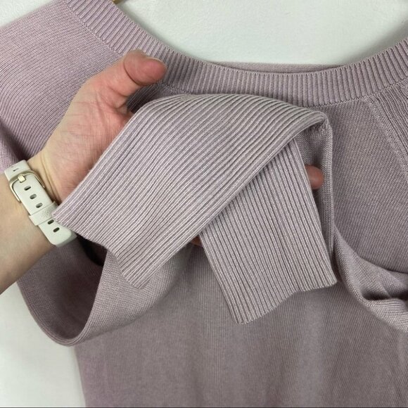 Lululemon Cashmere Knit Sweater V-Back Smoky Blush Purple Unity Drop Curved Hem - Picture 5 of 12